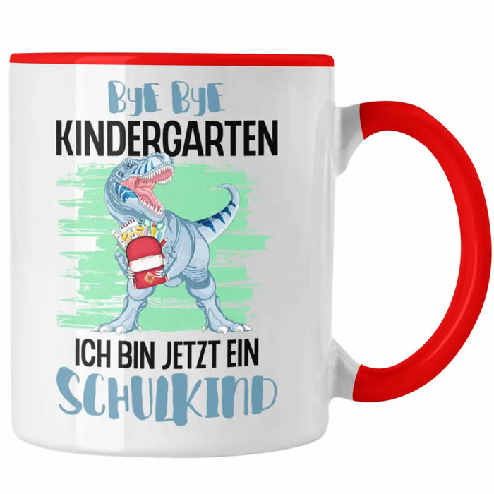 Einschulung Junge Dino Geschenk für Schultüte Füllung Tasse Schulstart 1. Schultag Schuleinführung Schulanfang Geschenkidee Schulkind 2022 Rot Trendation