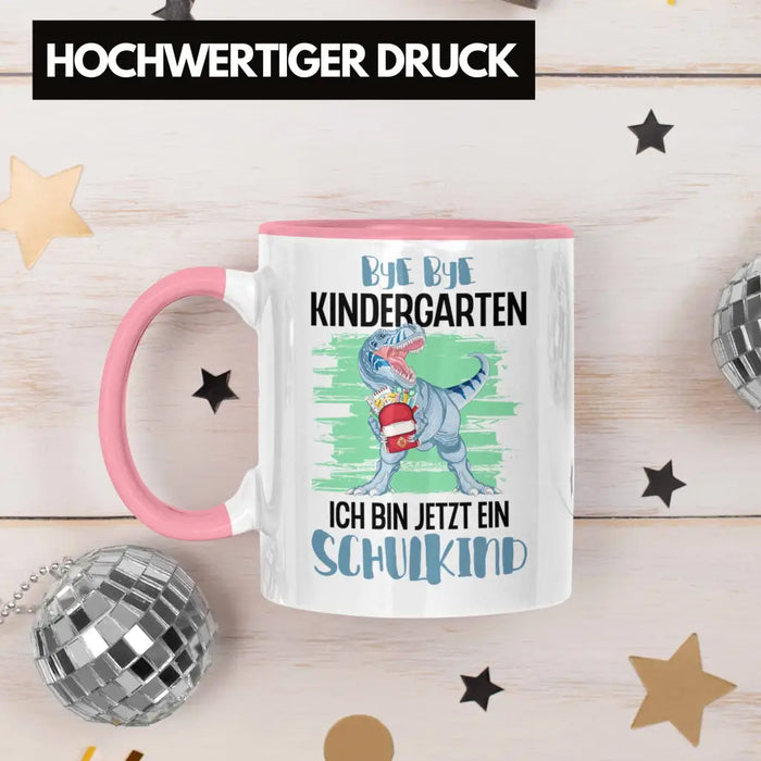 Einschulung Junge Dino Geschenk für Schultüte Füllung Tasse Schulstart 1. Schultag Schuleinführung Schulanfang Geschenkidee Schulkind 2022 Rosa Trendation