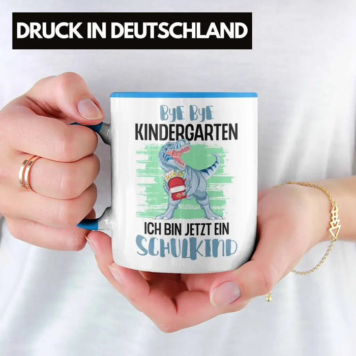 Einschulung Junge Dino Geschenk für Schultüte Füllung Tasse Schulstart 1. Schultag Schuleinführung Schulanfang Geschenkidee Schulkind 2022 Blau Trendation