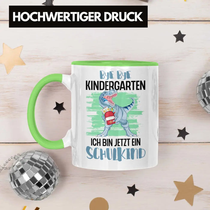 Einschulung Junge Dino Geschenk für Schultüte Füllung Tasse Schulstart 1. Schultag Schuleinführung Schulanfang Geschenkidee Schulkind 2022 Grün Trendation
