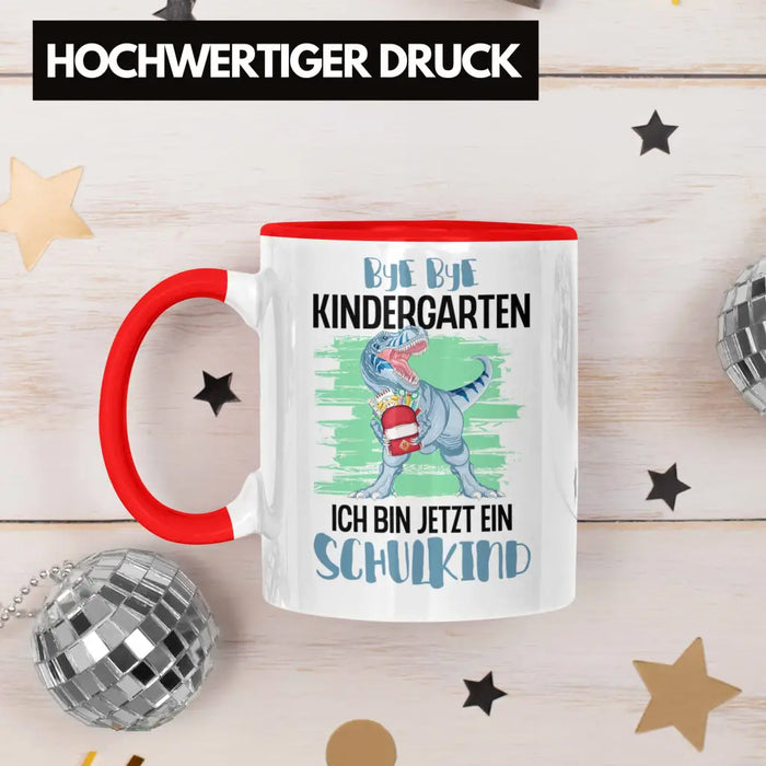Einschulung Junge Dino Geschenk für Schultüte Füllung Tasse Schulstart 1. Schultag Schuleinführung Schulanfang Geschenkidee Schulkind 2022 Rot Trendation