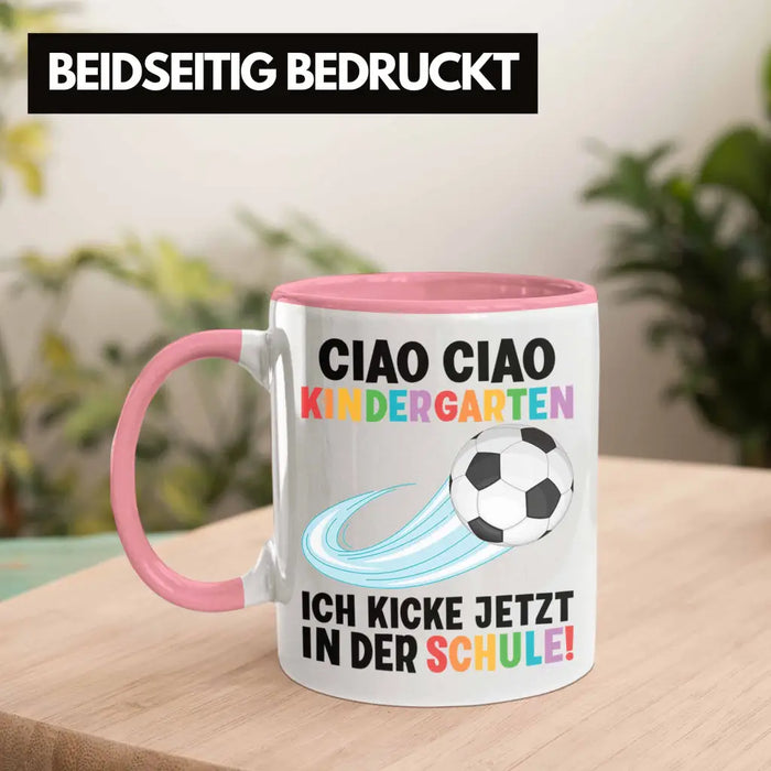 Einschulung Junge Fußball Schulkind Geschenk für Schultüte Füllung Tasse Schulstart 1. Schultag Schuleinführung Schulanfang Geschenkidee 2022 Rosa Trendation