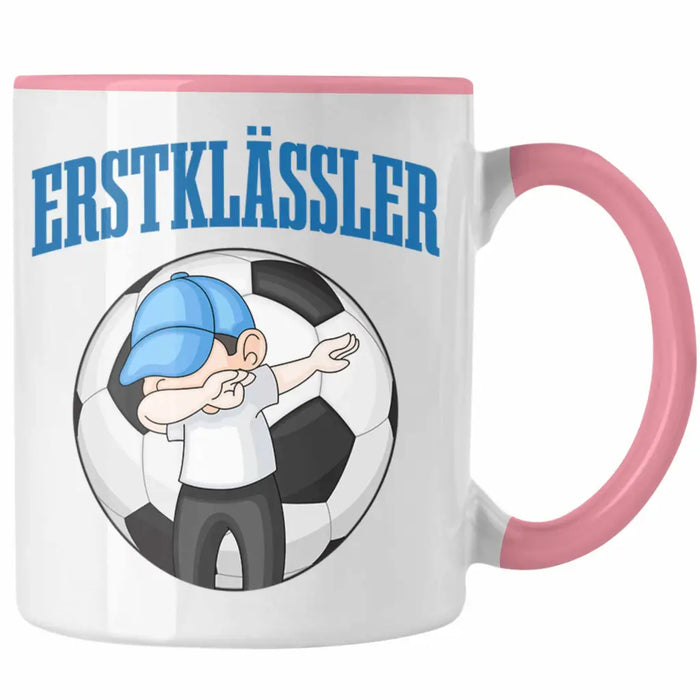 Einschulung Junge Geschenk für Schultüte Füllung Tasse Schulstart 1. Schultag Schuleinführung Schulanfang Geschenkidee Schulkind Jungs Fussball Rosa Trendation