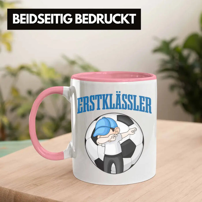 Einschulung Junge Geschenk für Schultüte Füllung Tasse Schulstart 1. Schultag Schuleinführung Schulanfang Geschenkidee Schulkind Jungs Fussball Rosa Trendation