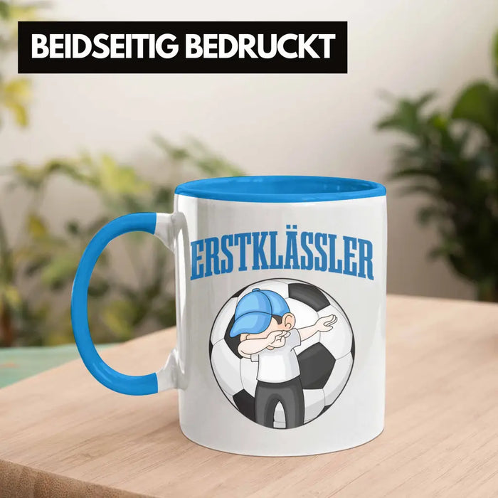 Einschulung Junge Geschenk für Schultüte Füllung Tasse Schulstart 1. Schultag Schuleinführung Schulanfang Geschenkidee Schulkind Jungs Fussball Blau Trendation