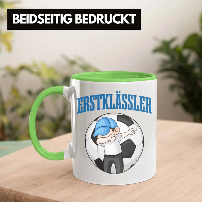 Einschulung Junge Geschenk für Schultüte Füllung Tasse Schulstart 1. Schultag Schuleinführung Schulanfang Geschenkidee Schulkind Jungs Fussball Grün Trendation