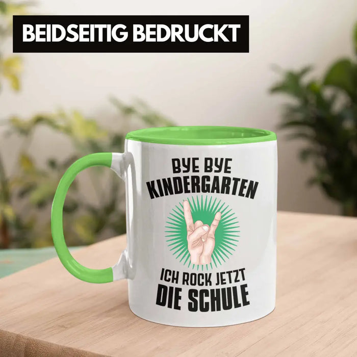 Einschulung Junge Rocke Jetzt Die Schule Geschenk für Schultüte Füllung Tasse Schulstart 1. Schultag Schuleinführung Schulanfang Geschenkidee Schulkind 2022 Grün Trendation