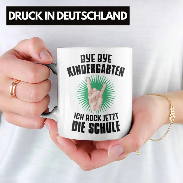Einschulung Junge Rocke Jetzt Die Schule Geschenk für Schultüte Füllung Tasse Schulstart 1. Schultag Schuleinführung Schulanfang Geschenkidee Schulkind 2022 Weiß Trendation
