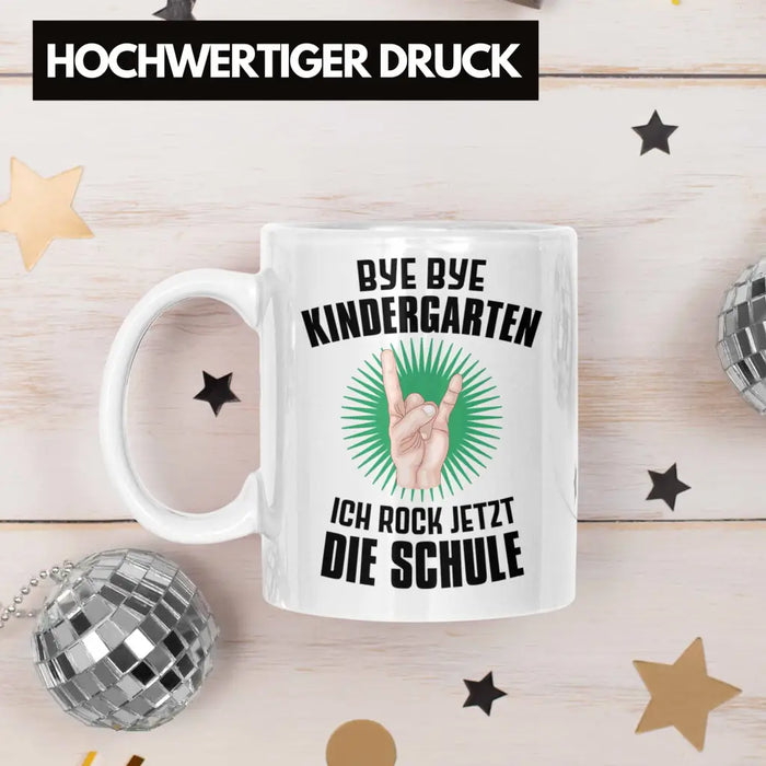 Einschulung Junge Rocke Jetzt Die Schule Geschenk für Schultüte Füllung Tasse Schulstart 1. Schultag Schuleinführung Schulanfang Geschenkidee Schulkind 2022 Weiß Trendation