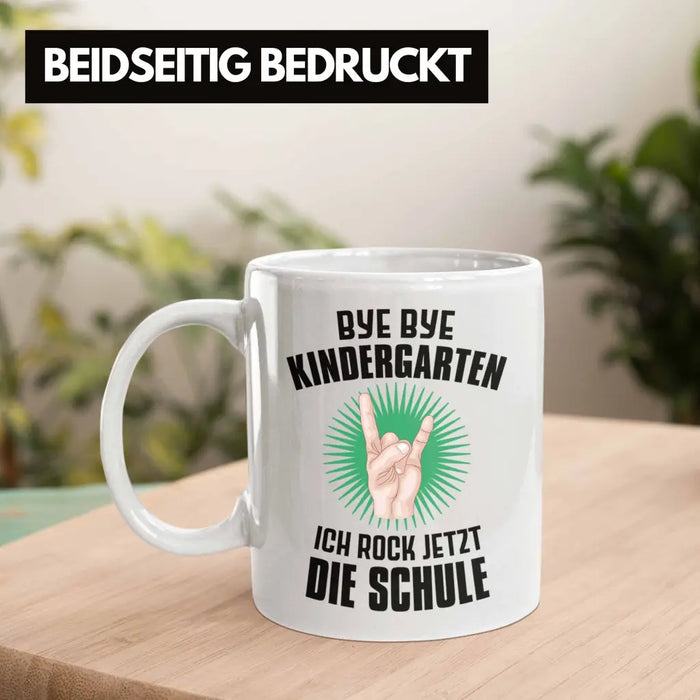 Einschulung Junge Rocke Jetzt Die Schule Geschenk für Schultüte Füllung Tasse Schulstart 1. Schultag Schuleinführung Schulanfang Geschenkidee Schulkind 2022 Weiß Trendation