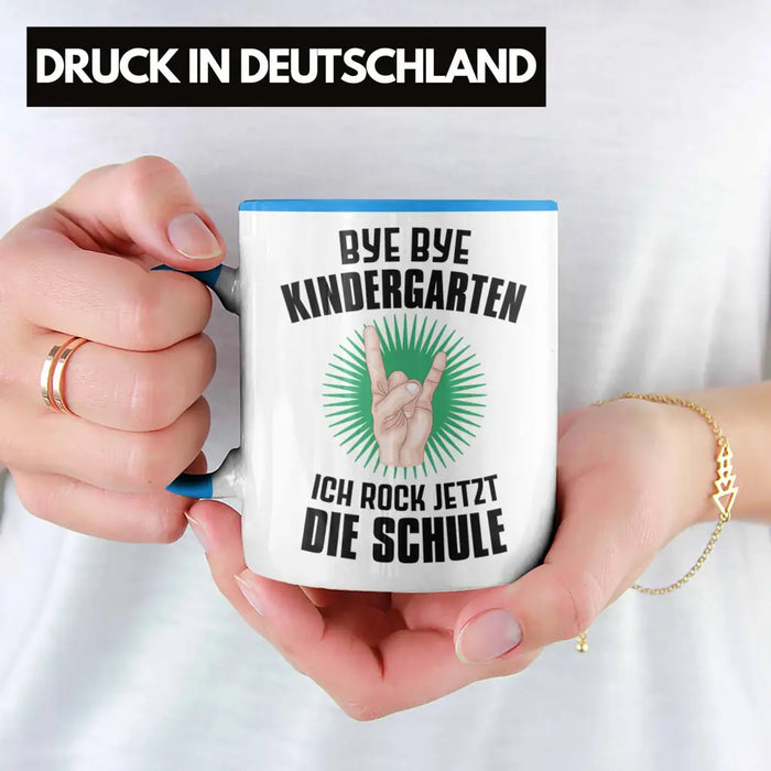 Einschulung Junge Rocke Jetzt Die Schule Geschenk für Schultüte Füllung Tasse Schulstart 1. Schultag Schuleinführung Schulanfang Geschenkidee Schulkind 2022 Blau Trendation