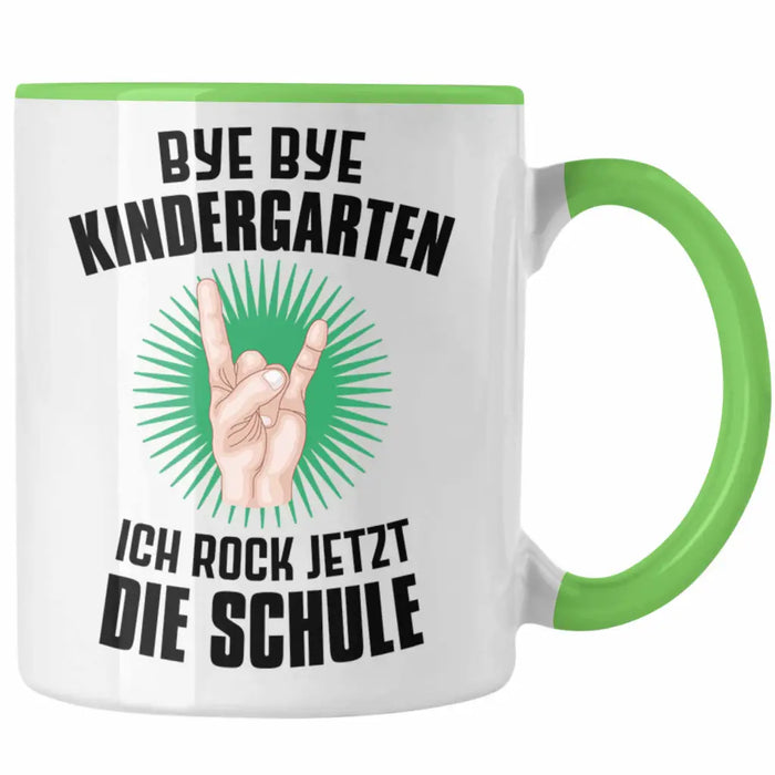 Einschulung Junge Rocke Jetzt Die Schule Geschenk für Schultüte Füllung Tasse Schulstart 1. Schultag Schuleinführung Schulanfang Geschenkidee Schulkind 2022 Grün Trendation