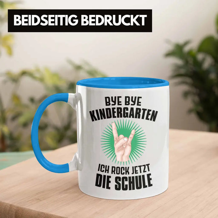 Einschulung Junge Rocke Jetzt Die Schule Geschenk für Schultüte Füllung Tasse Schulstart 1. Schultag Schuleinführung Schulanfang Geschenkidee Schulkind 2022 Blau Trendation