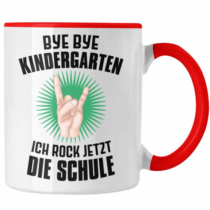 Einschulung Junge Rocke Jetzt Die Schule Geschenk für Schultüte Füllung Tasse Schulstart 1. Schultag Schuleinführung Schulanfang Geschenkidee Schulkind 2022 Rot Trendation
