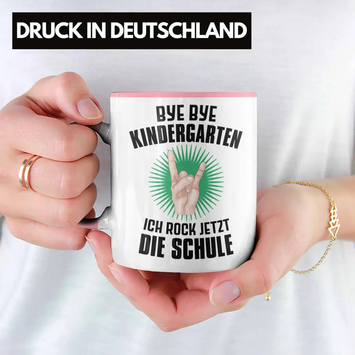 Einschulung Junge Rocke Jetzt Die Schule Geschenk für Schultüte Füllung Tasse Schulstart 1. Schultag Schuleinführung Schulanfang Geschenkidee Schulkind 2022 Rosa Trendation