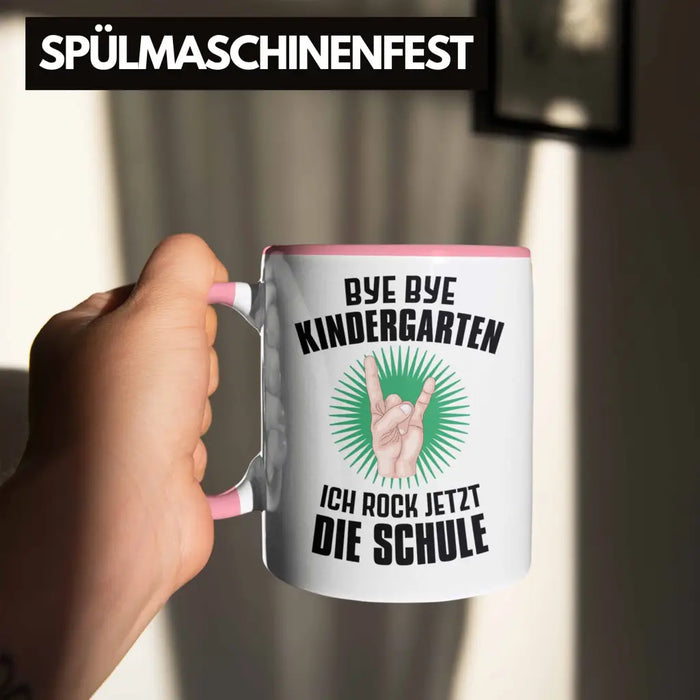 Einschulung Junge Rocke Jetzt Die Schule Geschenk für Schultüte Füllung Tasse Schulstart 1. Schultag Schuleinführung Schulanfang Geschenkidee Schulkind 2022 Rosa Trendation