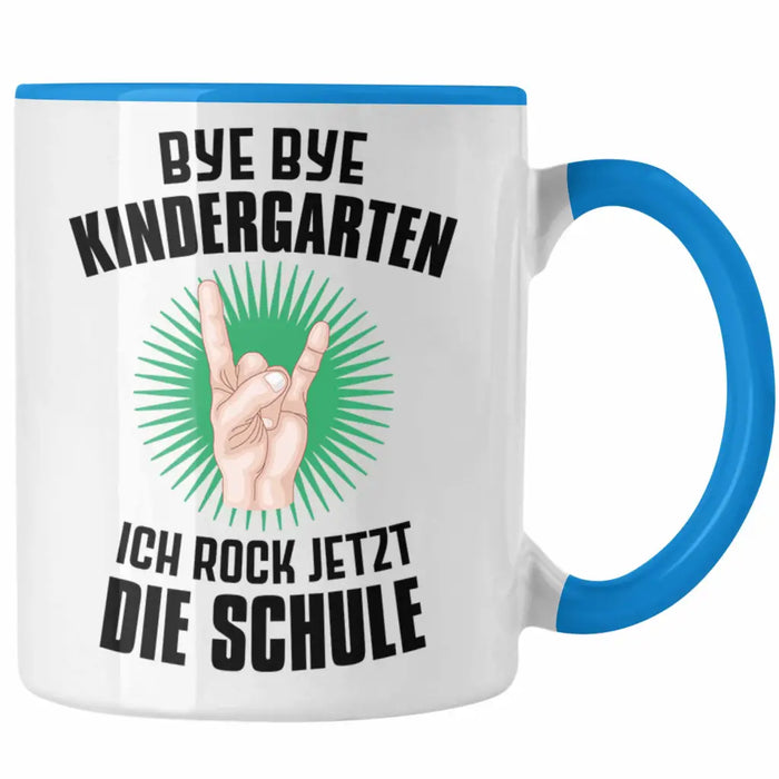Einschulung Junge Rocke Jetzt Die Schule Geschenk für Schultüte Füllung Tasse Schulstart 1. Schultag Schuleinführung Schulanfang Geschenkidee Schulkind 2022 Blau Trendation