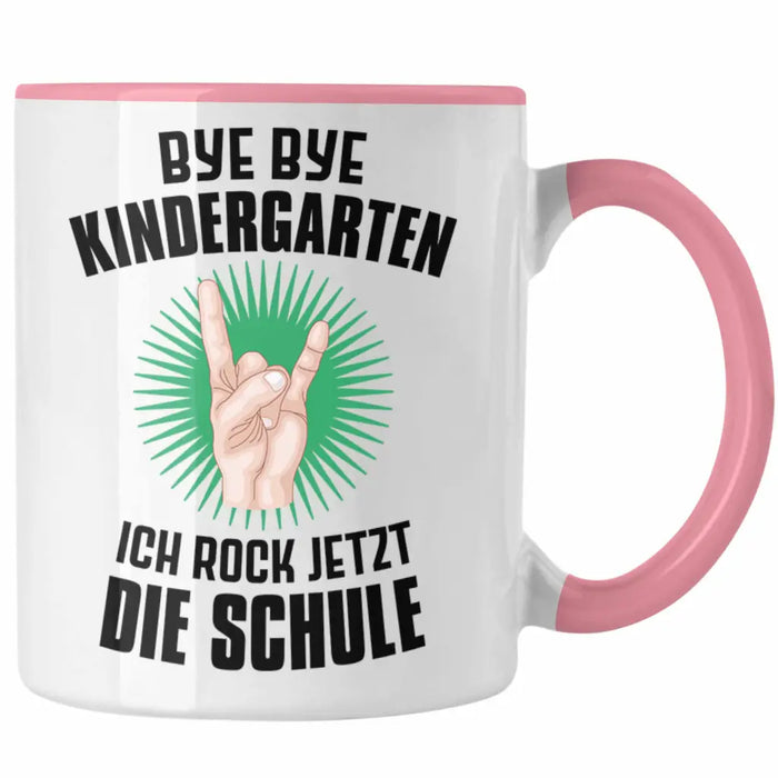Einschulung Junge Rocke Jetzt Die Schule Geschenk für Schultüte Füllung Tasse Schulstart 1. Schultag Schuleinführung Schulanfang Geschenkidee Schulkind 2022 Rosa Trendation