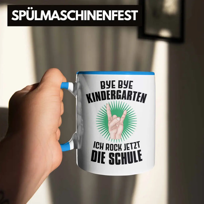 Einschulung Junge Rocke Jetzt Die Schule Geschenk für Schultüte Füllung Tasse Schulstart 1. Schultag Schuleinführung Schulanfang Geschenkidee Schulkind 2022 Blau Trendation