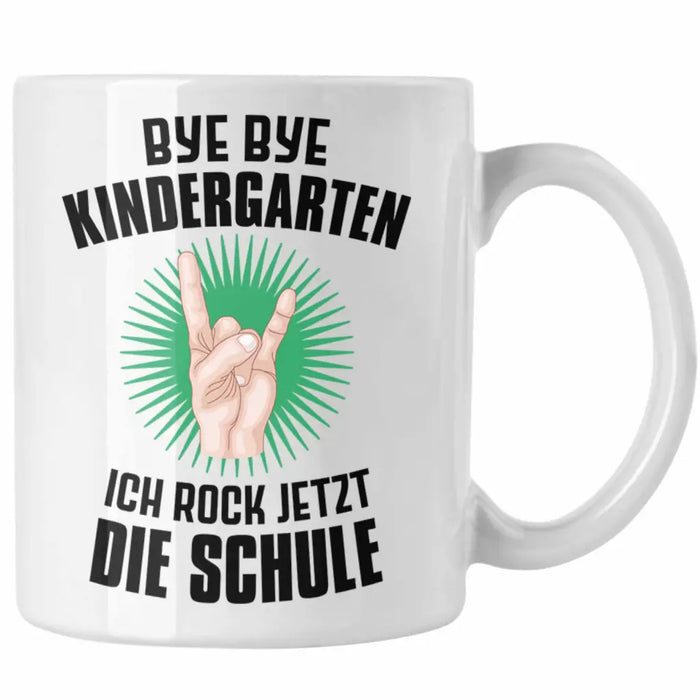 Einschulung Junge Rocke Jetzt Die Schule Geschenk für Schultüte Füllung Tasse Schulstart 1. Schultag Schuleinführung Schulanfang Geschenkidee Schulkind 2022 Weiß Trendation