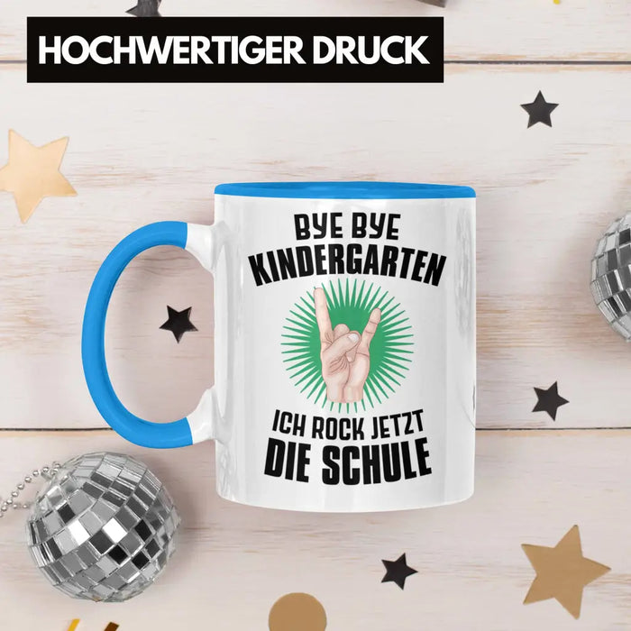 Einschulung Junge Rocke Jetzt Die Schule Geschenk für Schultüte Füllung Tasse Schulstart 1. Schultag Schuleinführung Schulanfang Geschenkidee Schulkind 2022 Blau Trendation