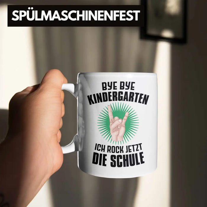 Einschulung Junge Rocke Jetzt Die Schule Geschenk für Schultüte Füllung Tasse Schulstart 1. Schultag Schuleinführung Schulanfang Geschenkidee Schulkind 2022 Weiß Trendation
