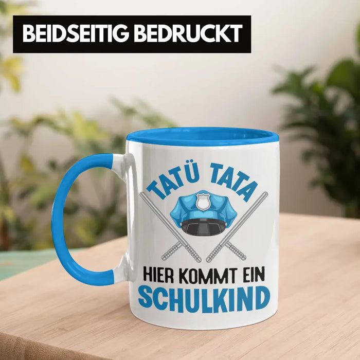 Einschulung Junge Tatü Tata Schulkind Geschenk für Schultüte Füllung Tasse Schulstart 1. Schultag Schuleinführung Schulanfang Geschenkidee 2022 Blau Trendation