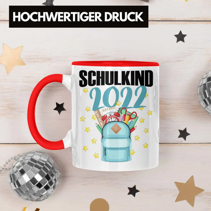 Einschulung Mädchen Geschenk Schultüte Füllung Tasse Schulstart 1. Schultag Schuleinführung Schulanfang Geschenkidee Schulkind 2022 Rot Trendation