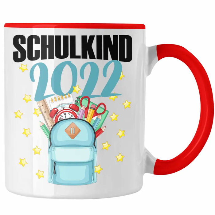 Einschulung Mädchen Geschenk Schultüte Füllung Tasse Schulstart 1. Schultag Schuleinführung Schulanfang Geschenkidee Schulkind 2022 Rot Trendation