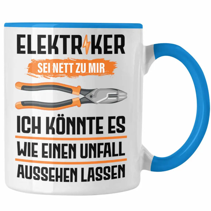 Elektriker Tasse Spruch Männer Geschenk Lustig Gadget Geschenke Kaffeebecher Blau Trendation