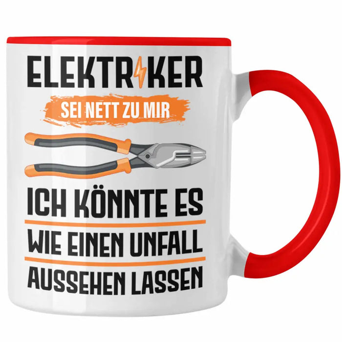 Elektriker Tasse Spruch Männer Geschenk Lustig Gadget Geschenke Kaffeebecher Rot Trendation