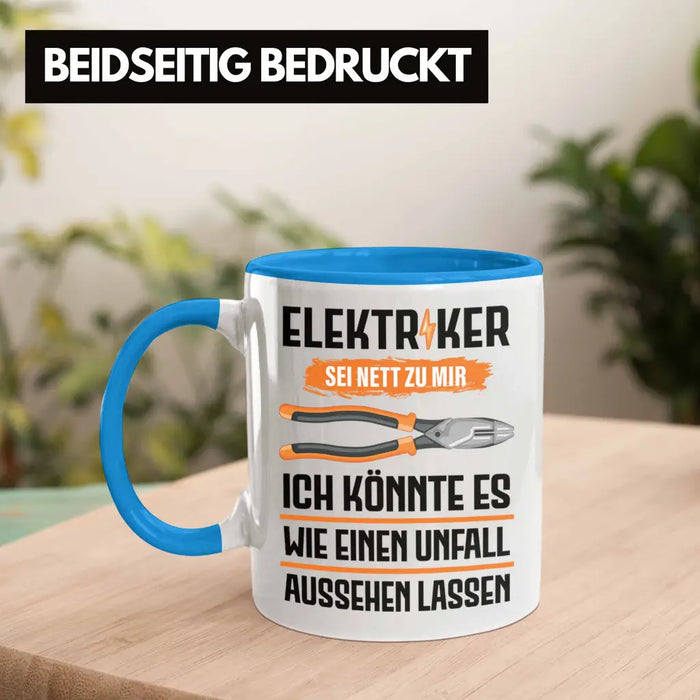Elektriker Tasse Spruch Männer Geschenk Lustig Gadget Geschenke Kaffeebecher Blau Trendation