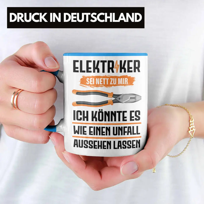 Elektriker Tasse Spruch Männer Geschenk Lustig Gadget Geschenke Kaffeebecher Blau Trendation
