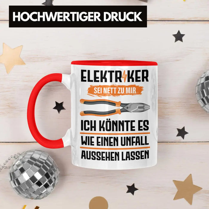 Elektriker Tasse Spruch Männer Geschenk Lustig Gadget Geschenke Kaffeebecher Rot Trendation