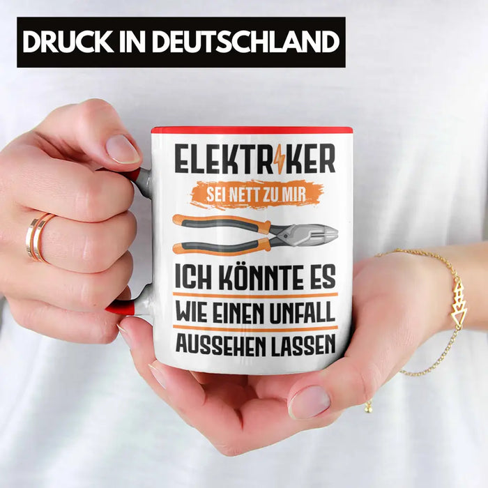 Elektriker Tasse Spruch Männer Geschenk Lustig Gadget Geschenke Kaffeebecher Rot Trendation