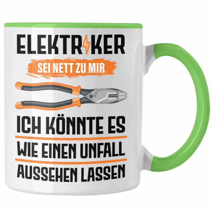 Elektriker Tasse Spruch Männer Geschenk Lustig Gadget Geschenke Kaffeebecher Grün Trendation