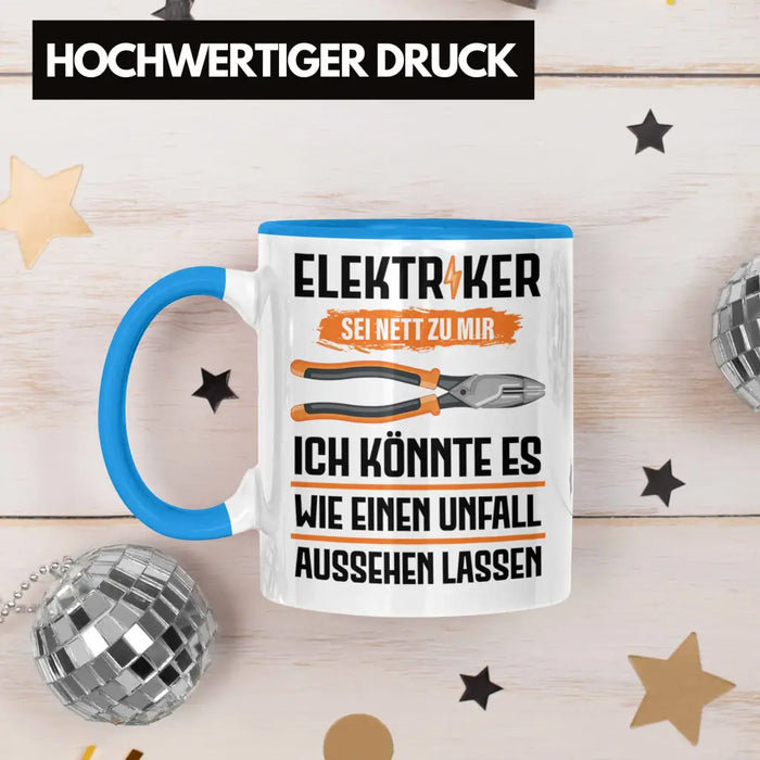 Elektriker Tasse Spruch Männer Geschenk Lustig Gadget Geschenke Kaffeebecher Blau Trendation