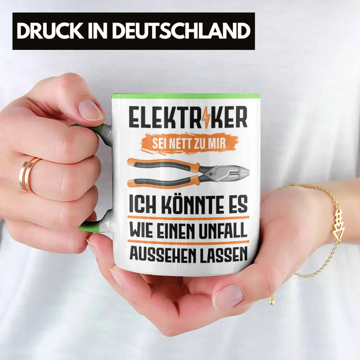 Elektriker Tasse Spruch Männer Geschenk Lustig Gadget Geschenke Kaffeebecher Grün Trendation