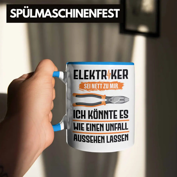 Elektriker Tasse Spruch Männer Geschenk Lustig Gadget Geschenke Kaffeebecher Blau Trendation
