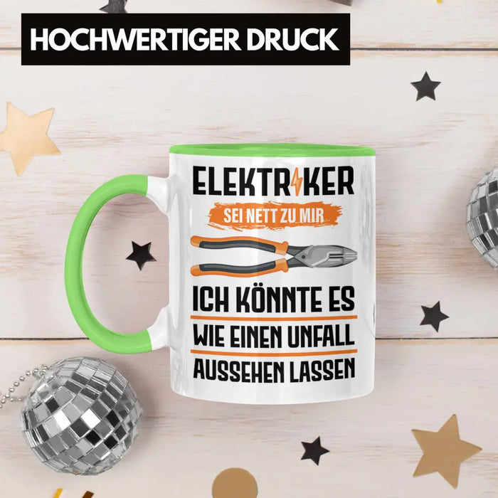 Elektriker Tasse Spruch Männer Geschenk Lustig Gadget Geschenke Kaffeebecher Grün Trendation