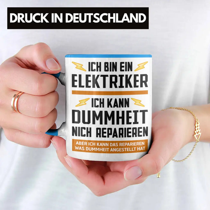 Elektriker Tasse Spruch Männer Geschenk Lustig Gadget Geschenke Kaffeebecher Kaffeetasse Blau Trendation