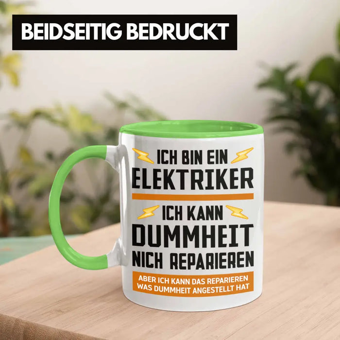 Elektriker Tasse Spruch Männer Geschenk Lustig Gadget Geschenke Kaffeebecher Kaffeetasse Grün Trendation