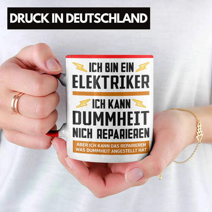 Elektriker Tasse Spruch Männer Geschenk Lustig Gadget Geschenke Kaffeebecher Kaffeetasse Rot Trendation