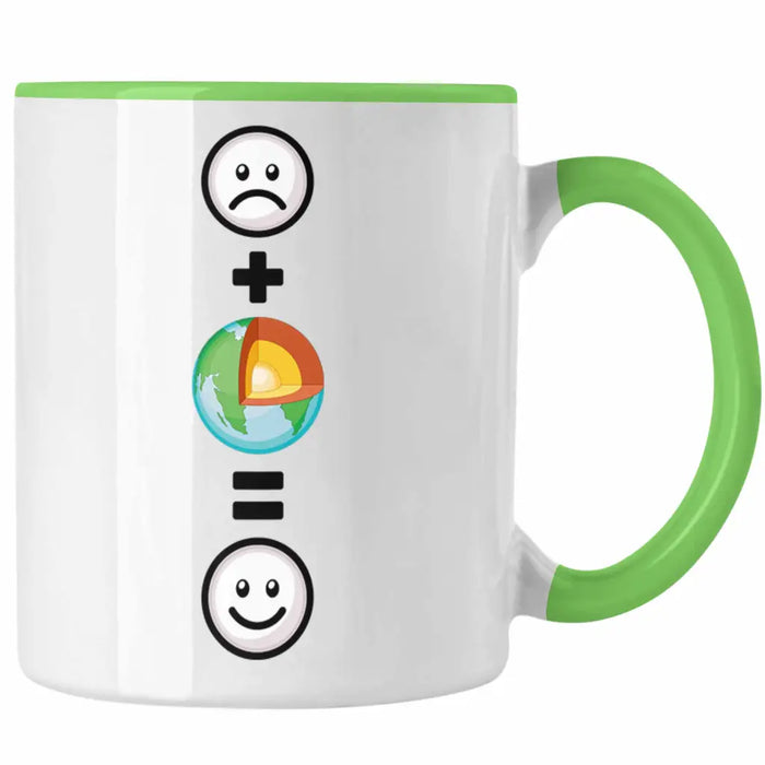 Geologe Tasse Geschenk für Geologen Lustige Geschenkidee :( + Geologie = :) Geburtstag Grün Trendation