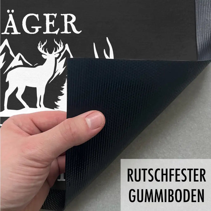 Hier Wohnt Ein Jäger Fussmatte Geschenk für Jäger Lustiger Spruch Frundin Fussmatte 60x40 cm Jagdzeit Schwarz-3 Trendation