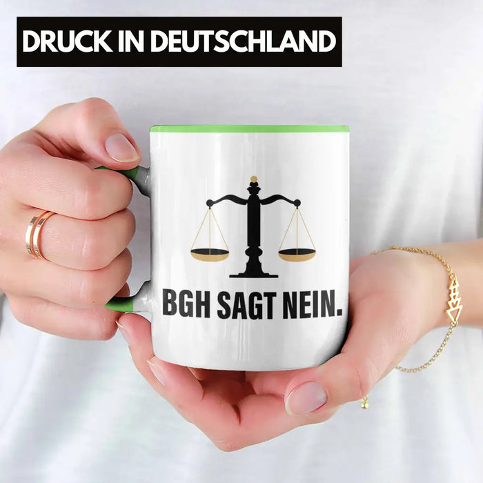 Jura Geschenk Tasse mit Spruch für Jurist Juristin Geschenkideen Lustig für Examen Staatsexam Grün Trendation