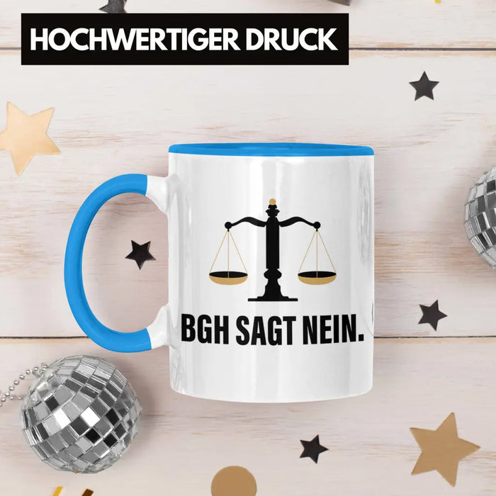 Jura Geschenk Tasse mit Spruch für Jurist Juristin Geschenkideen Lustig für Examen Staatsexam Blau Trendation