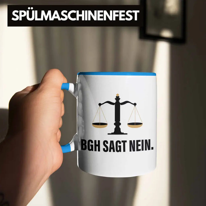 Jura Geschenk Tasse mit Spruch für Jurist Juristin Geschenkideen Lustig für Examen Staatsexam Blau Trendation