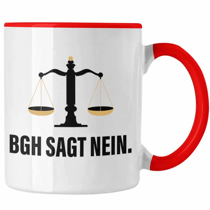 Jura Geschenk Tasse mit Spruch für Jurist Juristin Geschenkideen Lustig für Examen Staatsexam Rot Trendation