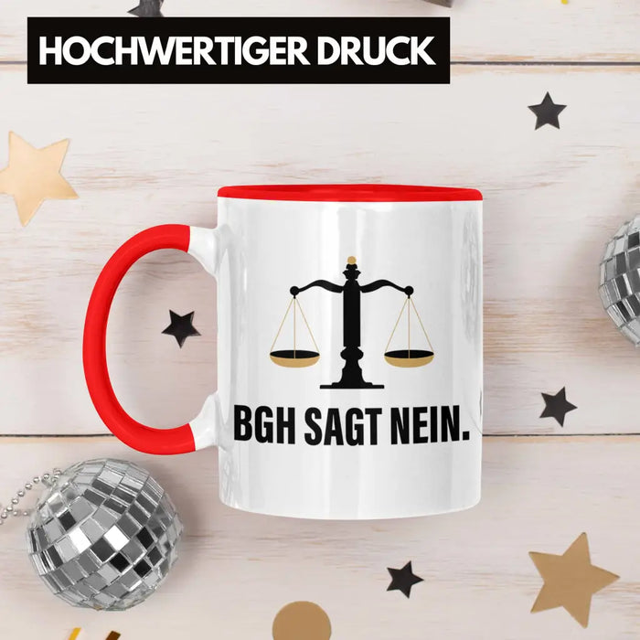 Jura Geschenk Tasse mit Spruch für Jurist Juristin Geschenkideen Lustig für Examen Staatsexam Rot Trendation